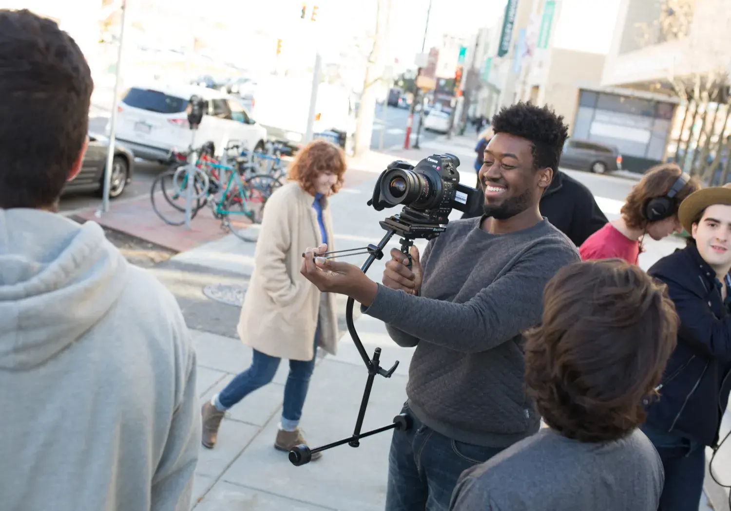filming on Lesley campus