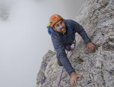 Erik Weihenmayer climbs the Dolomites
