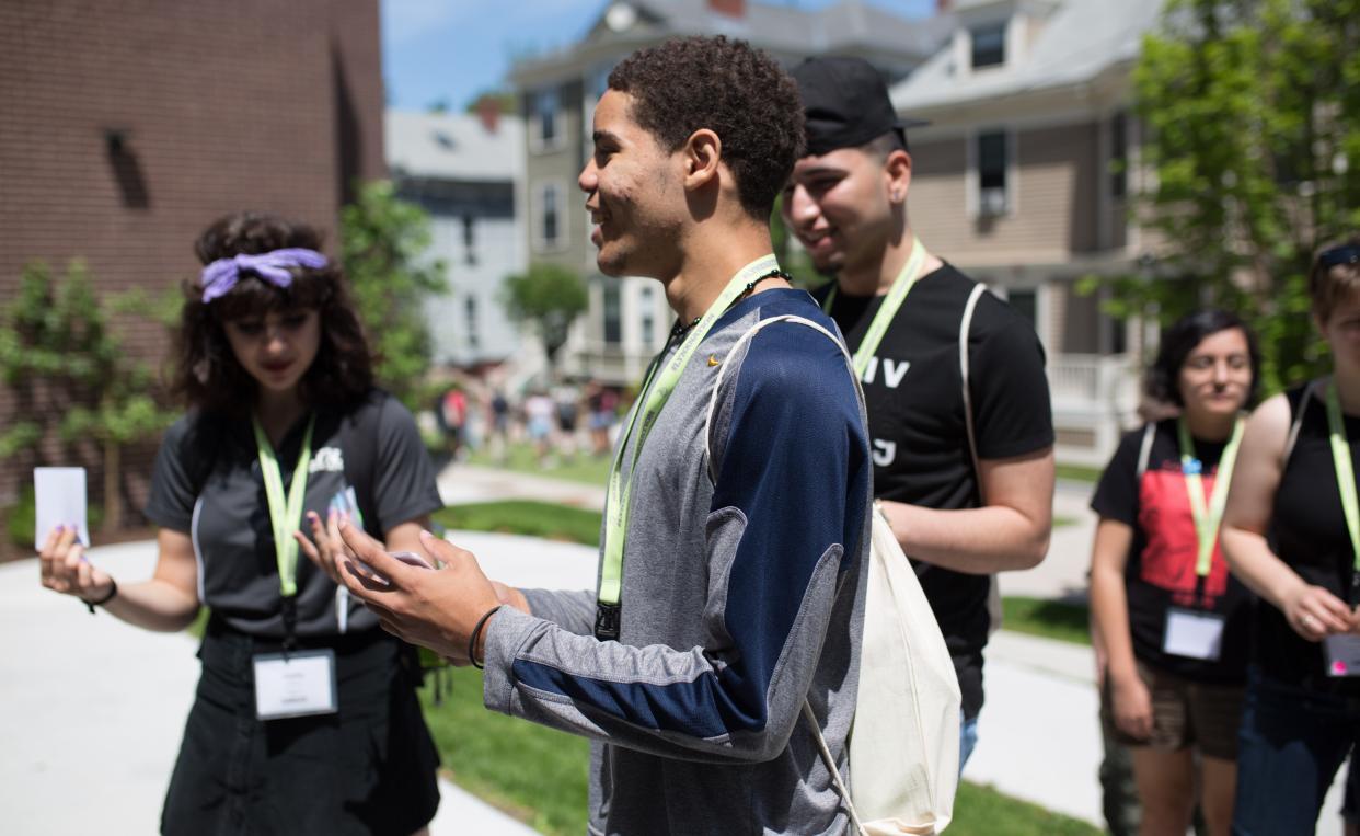 group of students laughing