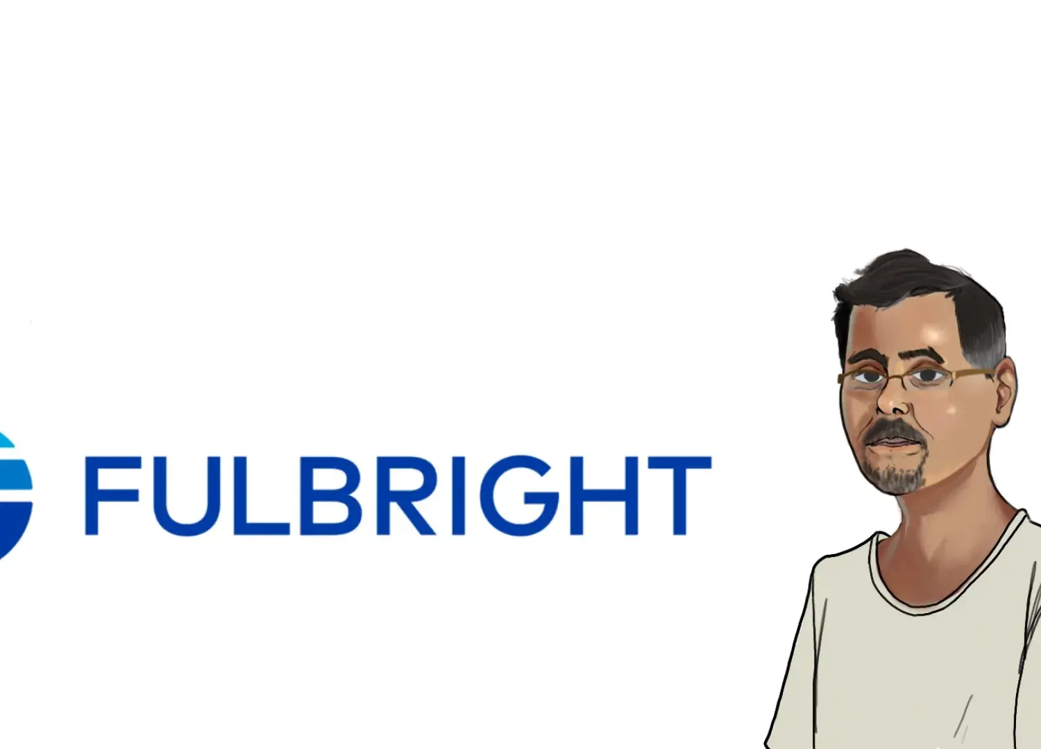 Graphic of Sunanda Sanyal and Fulbright logo