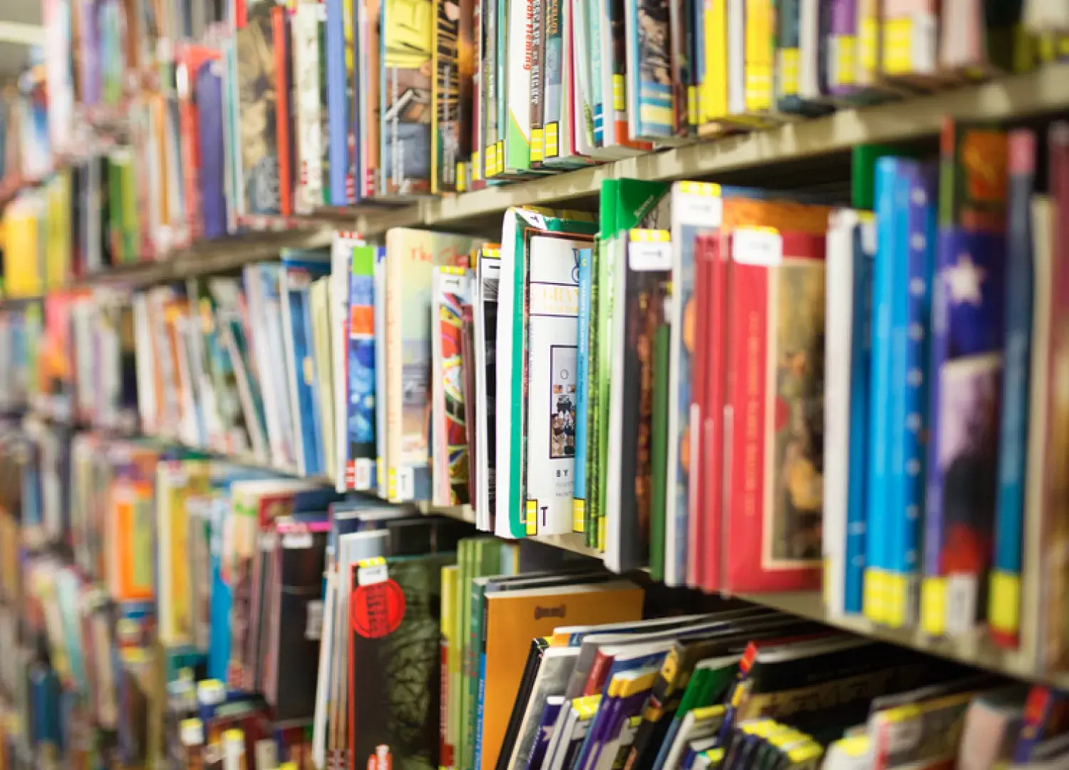 Colorful children's books on a shelf