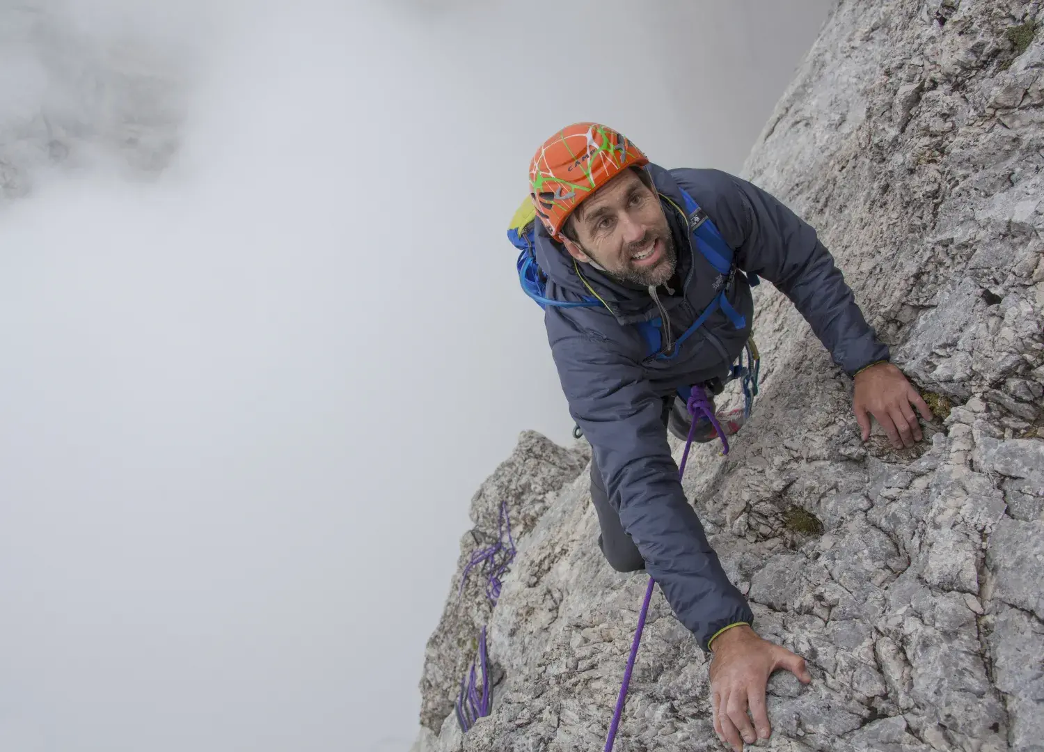 Erik Weihenmayer climbs the Dolomites