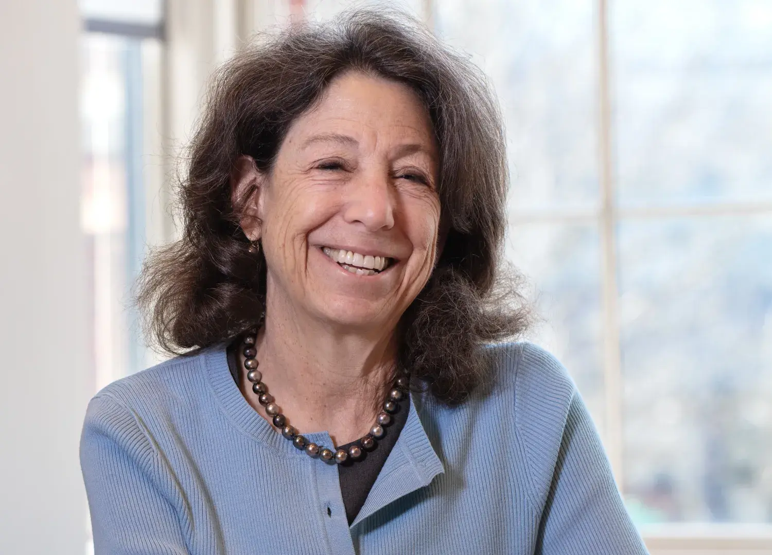 President Janet L. Steinmayer sits in front of a window