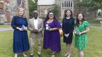 2022 Alumni Award winners with President Janet L. Steinmayer