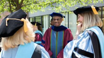 Selase Williams wears his regalia at Commencement.