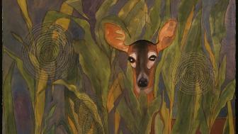painting of deer in cornfield