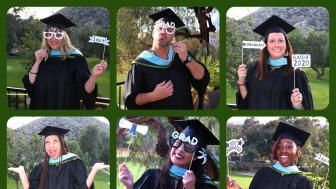 9 photos of graduates in individual locations wearing their cap and gown and holding up signs like "I did it"