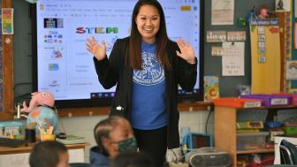 Alumna Taylor Thai '11 in her classroom at the Donovan Elementary School in Randolph, MA