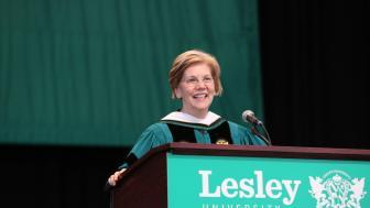 Elizabeth Warren at the podium