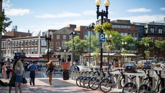 Harvard Square in Cambridge, Massachusetts