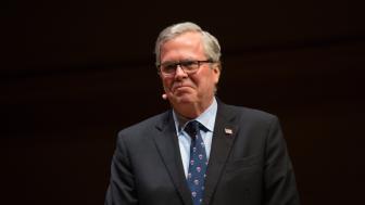 Jeb Bush pictured on the Symphony Hall stage
