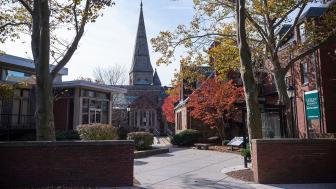 An image of Washburn Commons, Sherrill Library and Lawrence Hall 