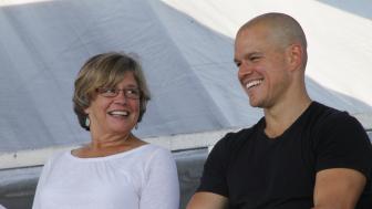 Lesley’s Dr. Nancy Carlsson-Paige and her son, Matt Damon, are pictured at the Save our Schools Rally in Washington, D.C.