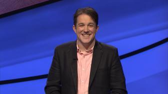 Patrick Hume on the set of Jeopardy!