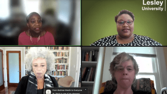 zoom screenshot of angela davis and professors