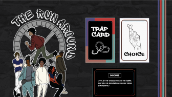 Logo of The Run Around with samples of the cards