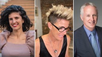 Three headshots - two women and one man