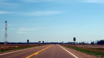 Open road in the country, Mississippi Delta