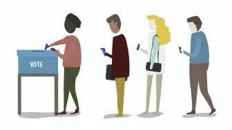 Illustration of people in line to vote