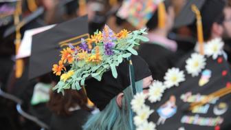 image of decorated mortarboards