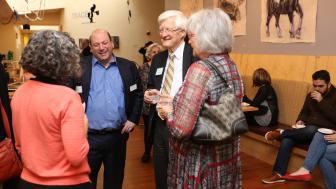 President Weiss and Provost Hansen at a gathering at University Hall.