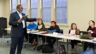 Jonathan Jefferson in class, pointing