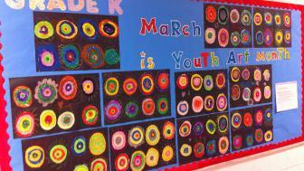 A bulletin board in alumna Simone Kivett's elementary classroom