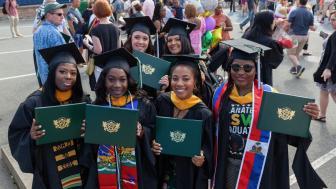 MSW graduate cohort in academic regalia