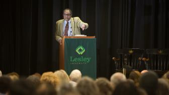 Black Panthers founder Bobby Seale speaks at Lesley.