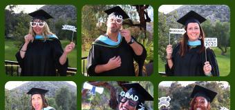 9 photos of graduates in individual locations wearing their cap and gown and holding up signs like "I did it"