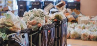Large bins of bagged food