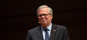 Jeb Bush pictured on the Symphony Hall stage
