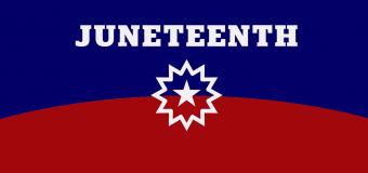 Juneteenth banner that looks like the flag