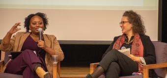 Kerri Greenidge and Kendra Field speaking on stage