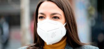 Congresswoman AOC wearing a mask