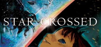 Starcrossed book cover - two children looking at each other, one from space, the other from earth.