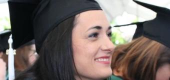 A photo of Tia Lurker at a commencement ceremony. 