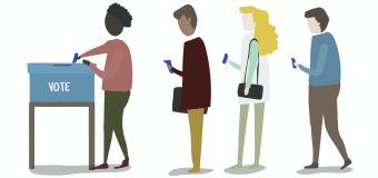 Illustration of people in line to vote