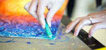art therapy rainbow chalk drawing