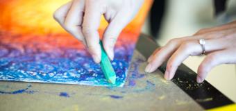 art therapy rainbow chalk drawing