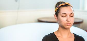Woman with eyes closed in meditation