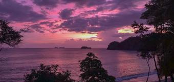 A purple sunset on the beach