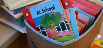 bin of books