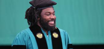 Jason Reynolds in regalia at Commencement 2018