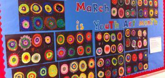 A bulletin board in alumna Simone Kivett's elementary classroom