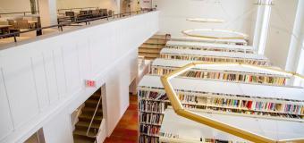 photograph of bookshelves 