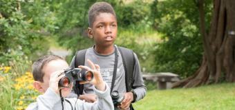 Children exploring at Mt. Auburn cemetary. 
