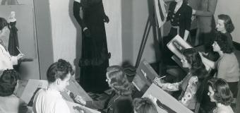 students in fashion illustration class circa 1950s at The School of Practical Art