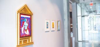 Image of artwork on the walls of the Roberts Gallery in the Lunder Arts Center