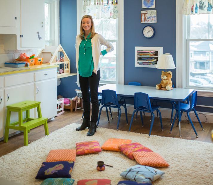 Colleen Shannon stands in a room at the Children's Place.